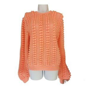 Vintage 1980s sorbet orange popcorn knit sweater sz m MINT CONDITION